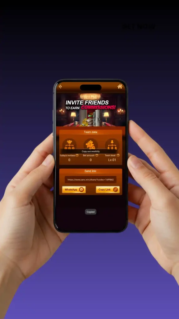 Invitation rewards in ZARO Game.