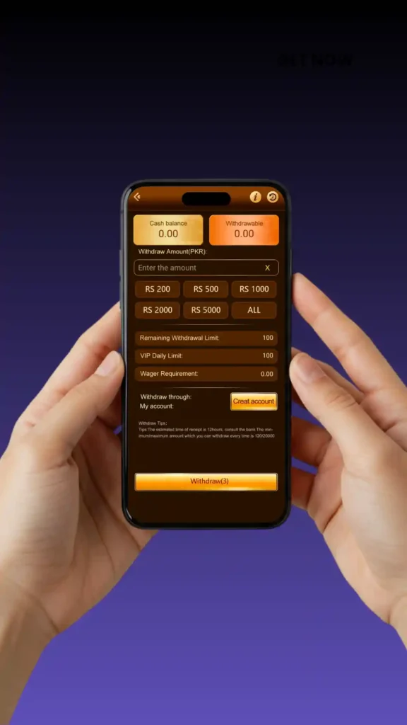 Withdrawal method in ZARO Game.