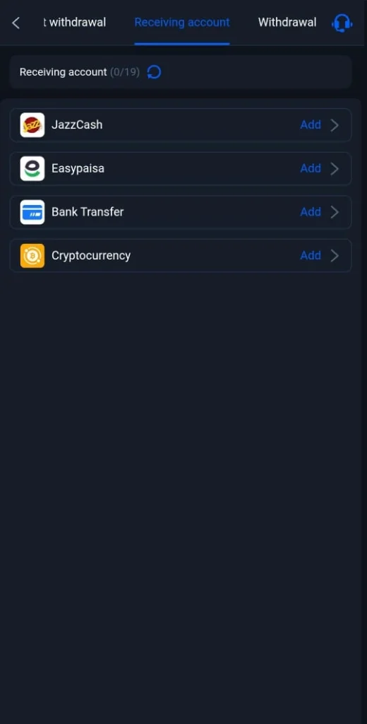 Withdrawal method in K55 Game.