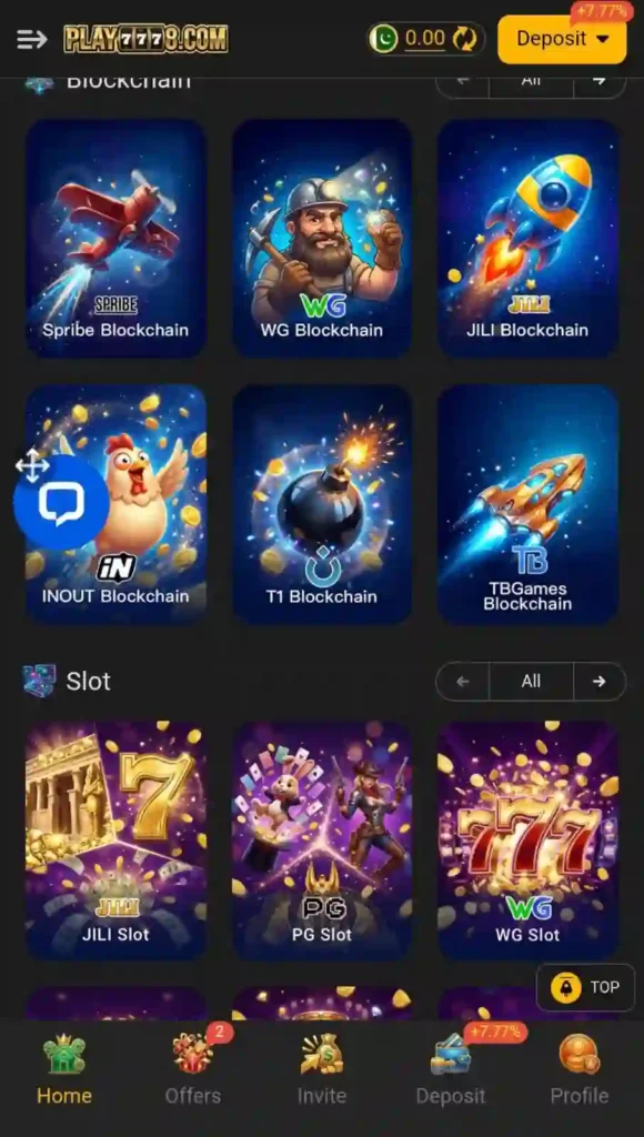 Home page of Play7778 Game 